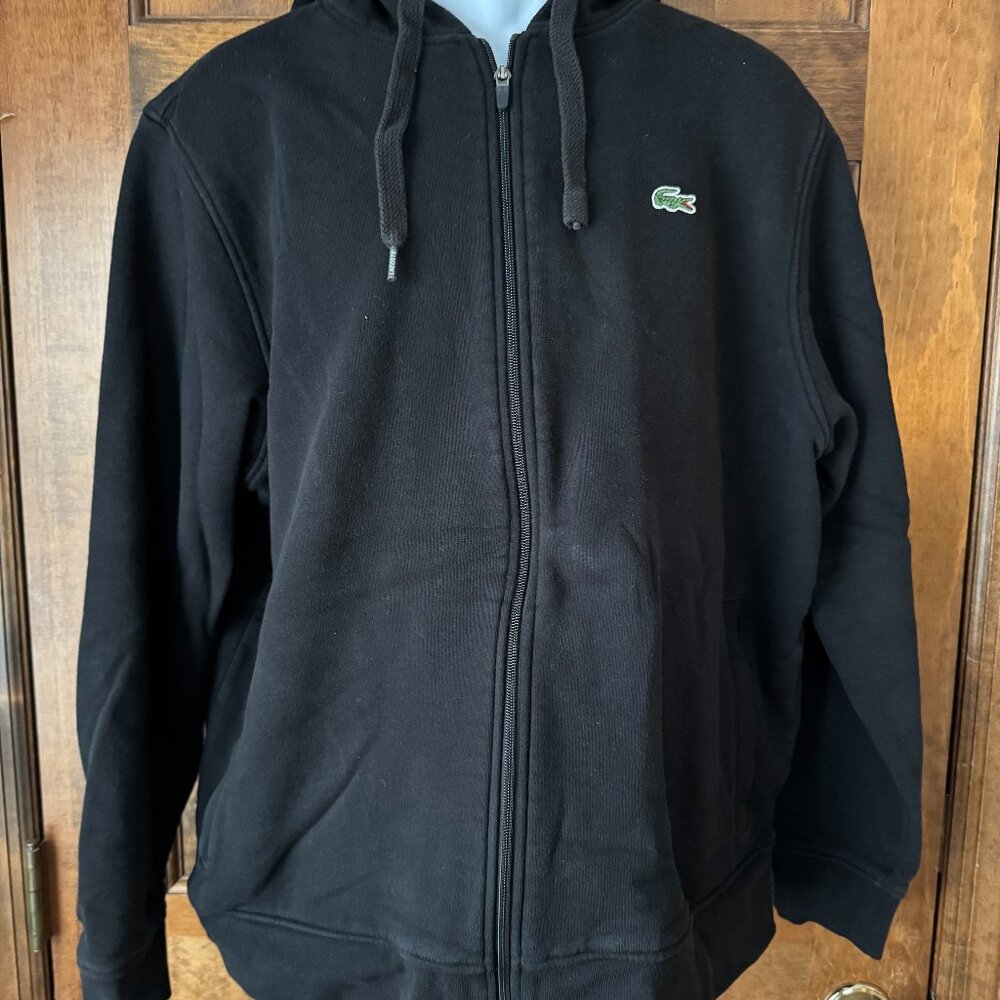 Lacoste Sport Black Zip-Up Hoodie Sweatshirt Size 8
